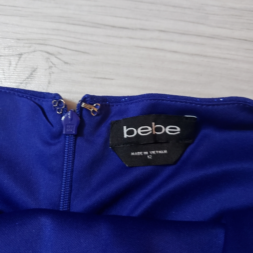Bebe High Neck Sparkling Jumpsuit Cobalt Blue - Picture 3 of 9